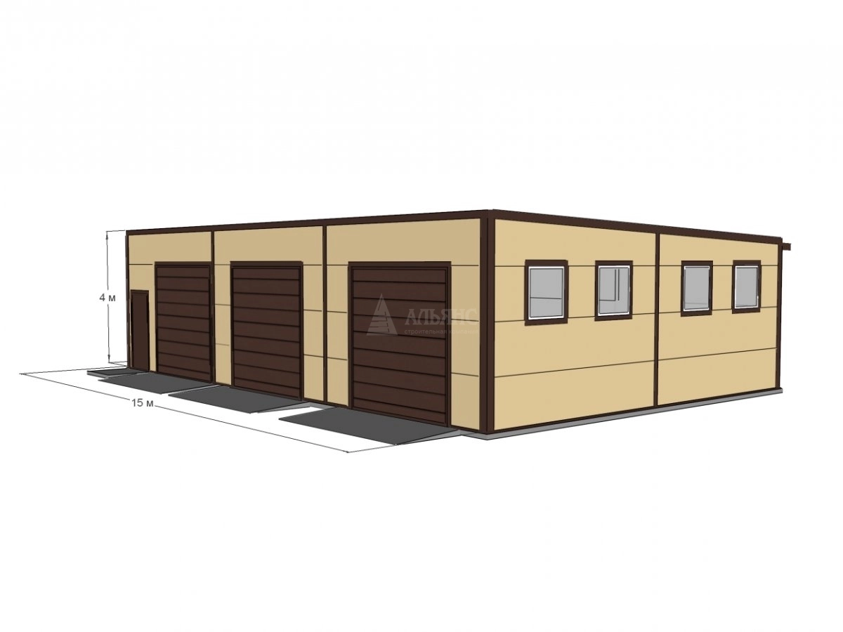 3D визуализация Гараж из сэндвич-панелей - фото 5